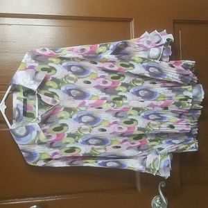 Essentials by Milano XL Button Up Long Ruffle Bell Sleeves multi Color